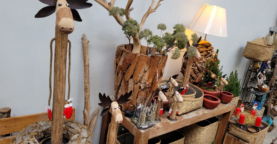 Deko, Elch, Winter, Holzpflanztöpfe, Dekoration, Adventskranz